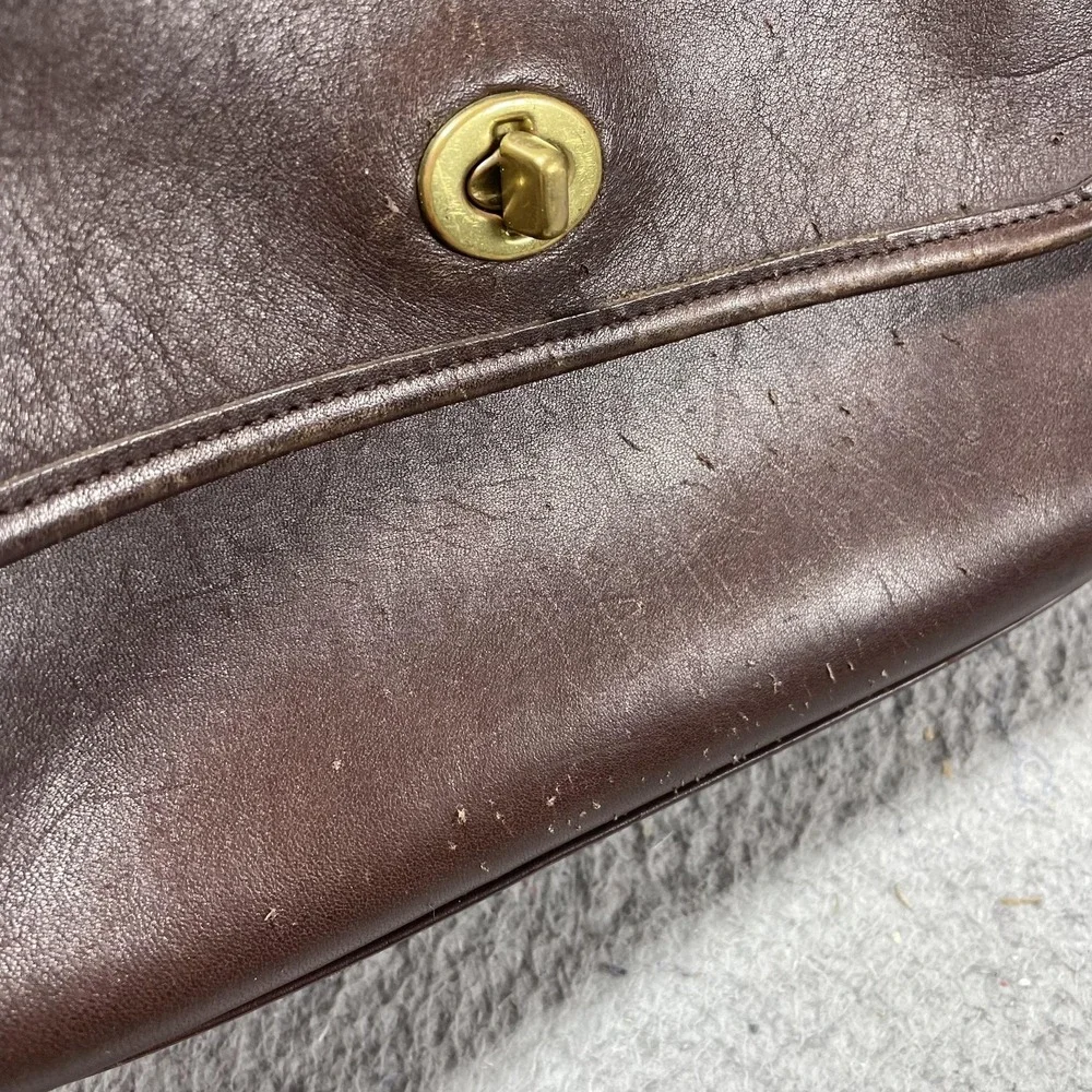 Vintage COACH COURT Brown Leather Crossbody Satchel Bag Handbag‎ Purse 9870 USA